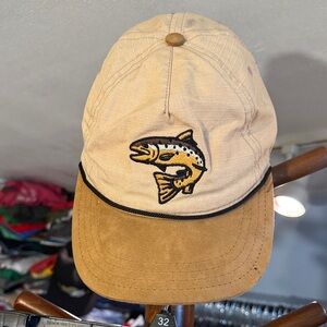 Tan and Brown Fish Embroidered Cap